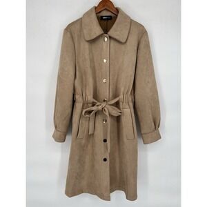 Alice Blue Womens Brown Long Sleeve Cinch Waist Belted Trench Coat Size XL